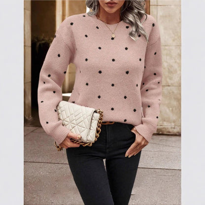 Damen Gemusterter Strickpullover mit Rundhalsausschnitt und lässiger Passform Stalluxe