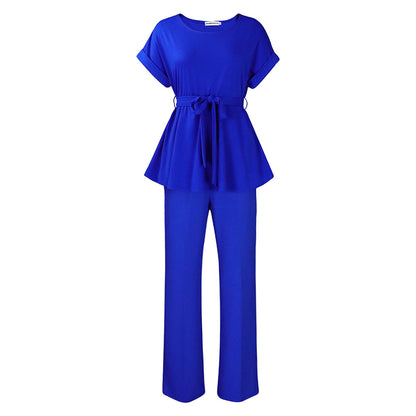 Damen Elegantes Kombination aus Loose-Fit Oberteil und weiten Hosen Stalluxe