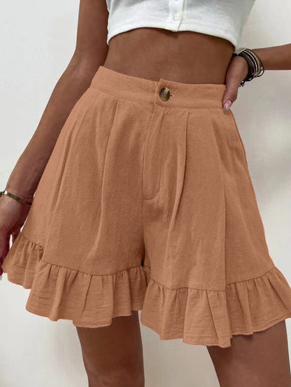 Damen Volant-Shorts mit elastischem Bund und seitlichen Taschen Stalluxe