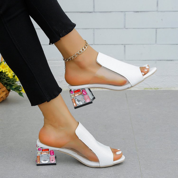 Damen Riemchen-Mules mit floralem Design und komfortablem Blockabsatz Stalluxe