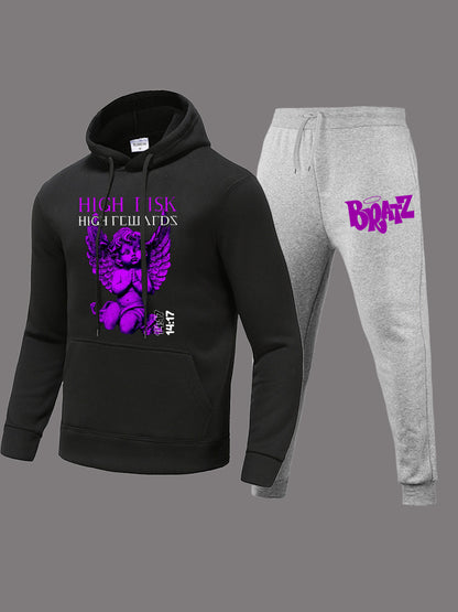 Damen Kapuzenpullover und Jogginghose Set mit einzigartigem Grafikdruck Stalluxe
