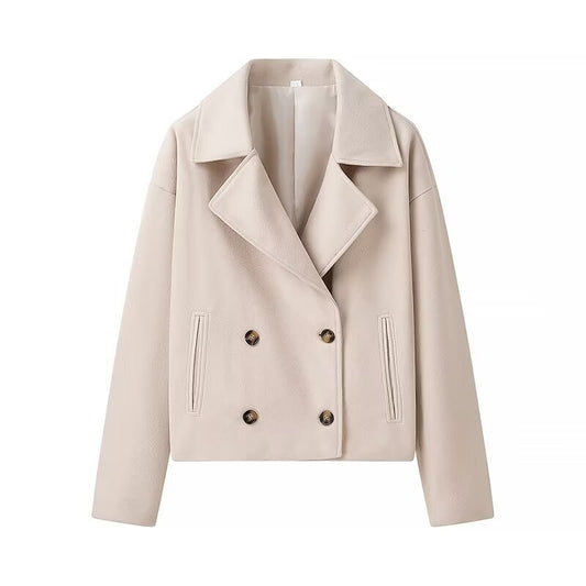 Damen modische kurz geschnittene Bikerjacke mit doppelter Knopfleiste und seitlichen Taschen Stalluxe