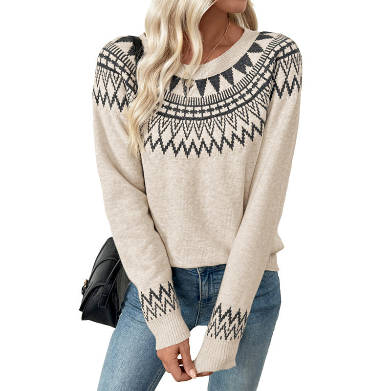 Damen Strickpullover mit grafischem Muster und Rundhalsausschnitt Stalluxe