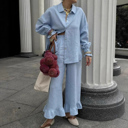 Damen lässiges Pyjama-Set aus atmungsaktiver Baumwolle Stalluxe