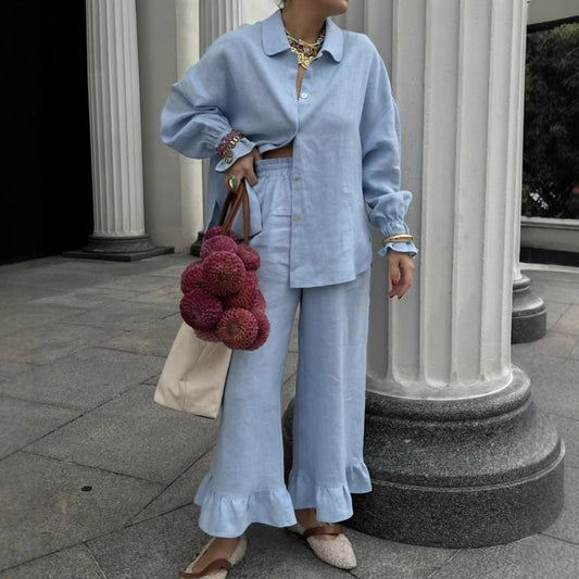 Damen lässiges Pyjama-Set aus atmungsaktiver Baumwolle Stalluxe