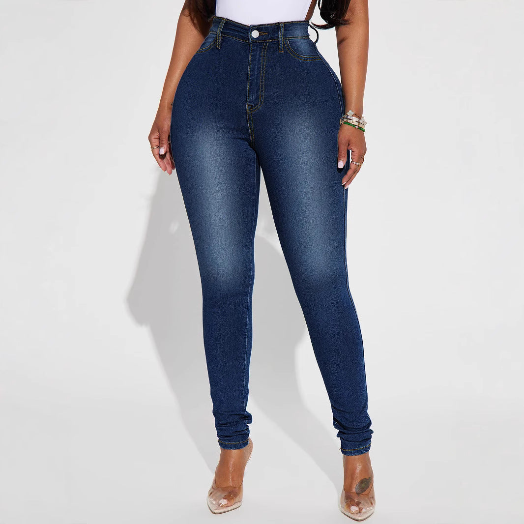 Damen hoch taillierte figurbetonte Jeans mit lässigem Look Stalluxe
