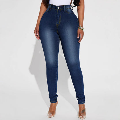 Damen hoch taillierte figurbetonte Jeans mit lässigem Look Stalluxe
