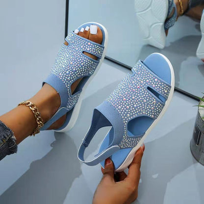 Damen modische Sandalen mit Strassverzierungen und gepolstertem Fußbett Stalluxe