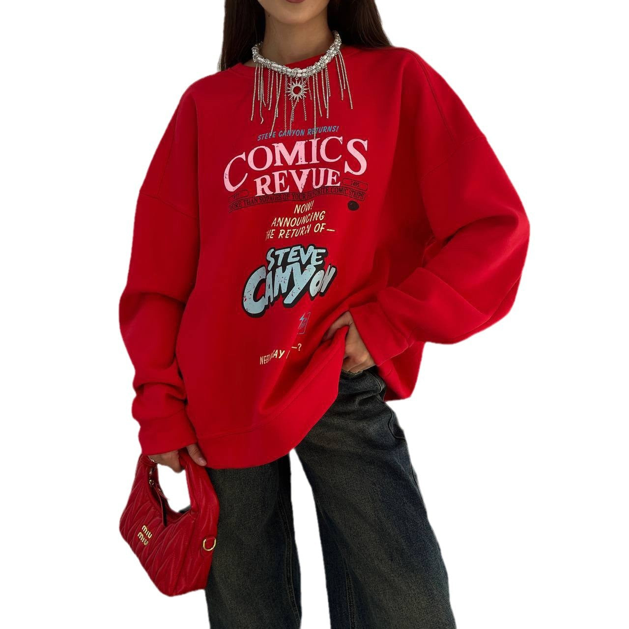 Damen Oversized Sweatshirt mit auffälligem Grafikdruck Stalluxe