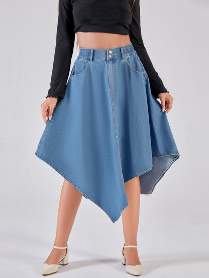 Damen asymmetrischer Denim-Rock mit attraktivem Saumdesign Stalluxe