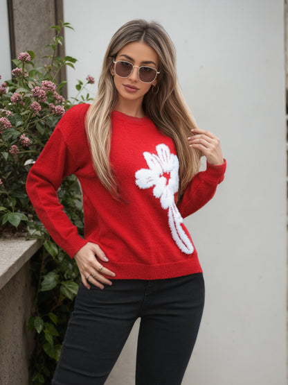 Damen Pullover mit floralem 3D-Motiv Stalluxe
