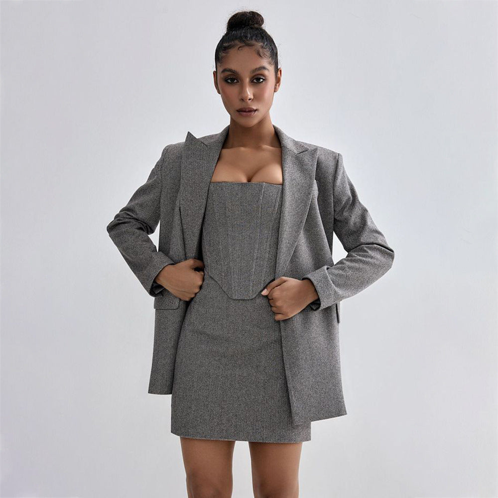 Damen Blazer-Kleid Set mit figurbetontem Oberteil und elegantem Schnitt Stalluxe