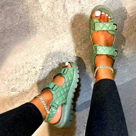 Damen Plateausandalen mit ergonomischem Riemen-Design und rutschfester Sohle Stalluxe