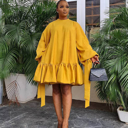 Damen lässiges Tunikakleid mit Rüschen und Bändchen Stalluxe