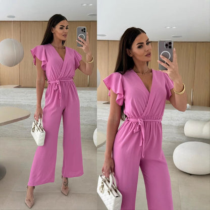 Damen Overall mit fließendem Stoff und voluminösen Ärmeln Stalluxe