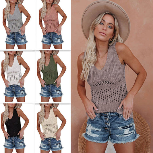 Damen Stricktanktop mit vielseitigem Lochmuster Stalluxe
