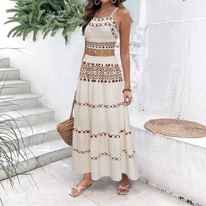 Damen Maxikleid mit zartem Stickmuster und luftiger Silhouette Stalluxe