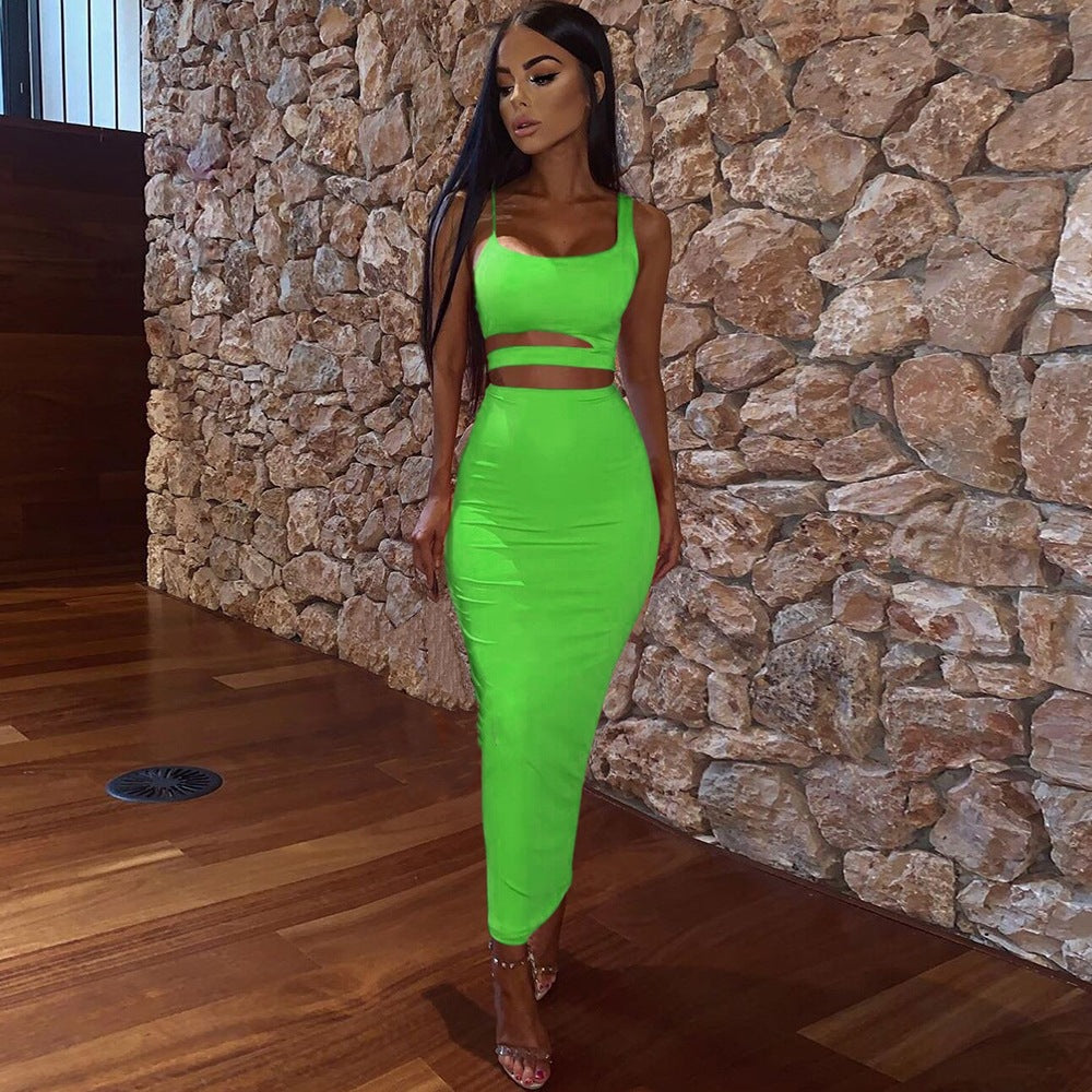 Damen crop-top und längerer Rock Set Stalluxe