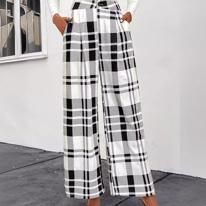 Damen Modische weit geschnittene Karohose Stalluxe