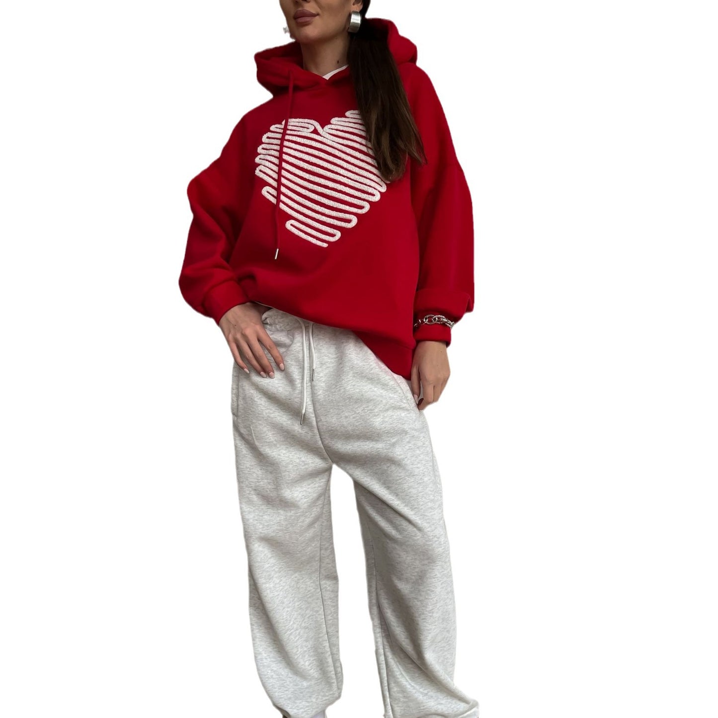 Damen Kapuzenpullover mit kreativem Herzdesign und lässigem Schnitt Stalluxe