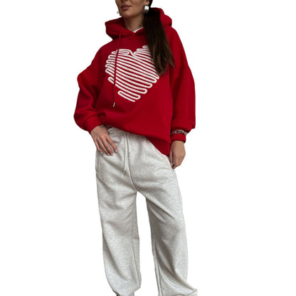 Damen Kapuzenpullover mit kreativem Herzdesign und lässigem Schnitt Stalluxe
