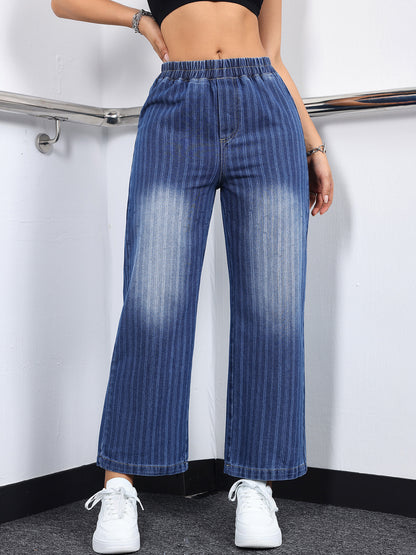 Damen Linien-Culottes aus Denim mit elastischem Bund Stalluxe