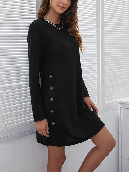 Damen Freizeitkleid mit eleganten Knopfdetails und lässigem Schnitt Stalluxe