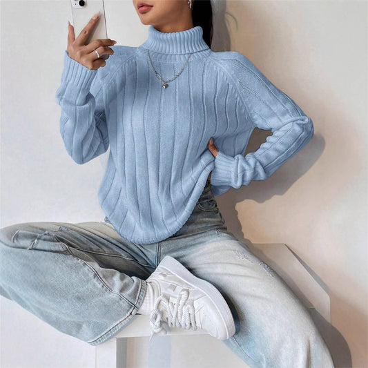 Damen Strickpullover mit hohem Kragen Stalluxe