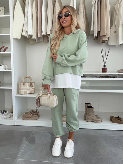 Damen lässiges cropped Hoodie und bequeme Jogginghose Set Stalluxe