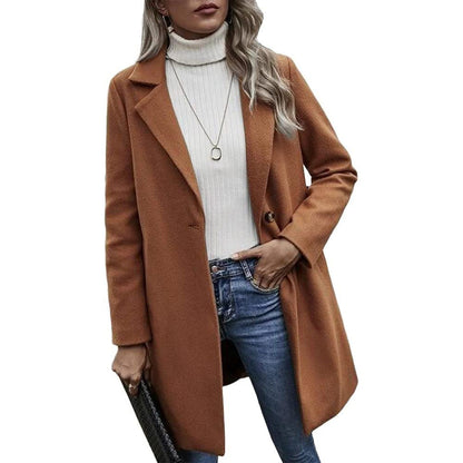 Damen modischer Wollmantel mit elegantem Revers Stalluxe