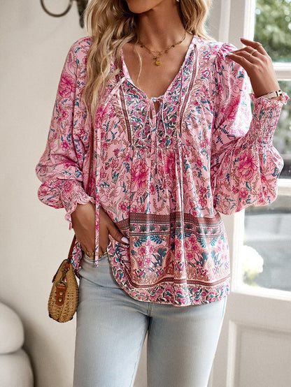 Damen luftige Bluse mit raffiniertem floralem Design und lockerem Schnitt Stalluxe