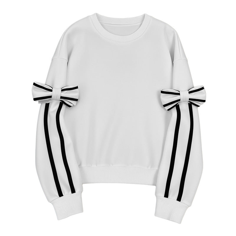Damen modisches Sweatshirt mit eleganten Schleifenärmeln Stalluxe