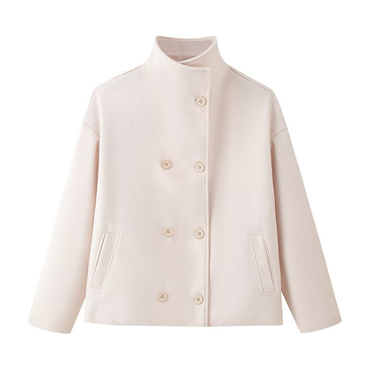 Damen modische Wolljacke mit doppelter Knopfleiste Stalluxe