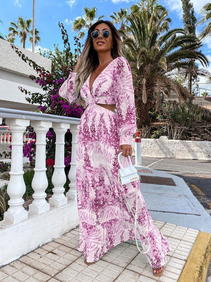 Damen Maxikleid mit floralem Schnitt und hübschen Rüschendetails Stalluxe