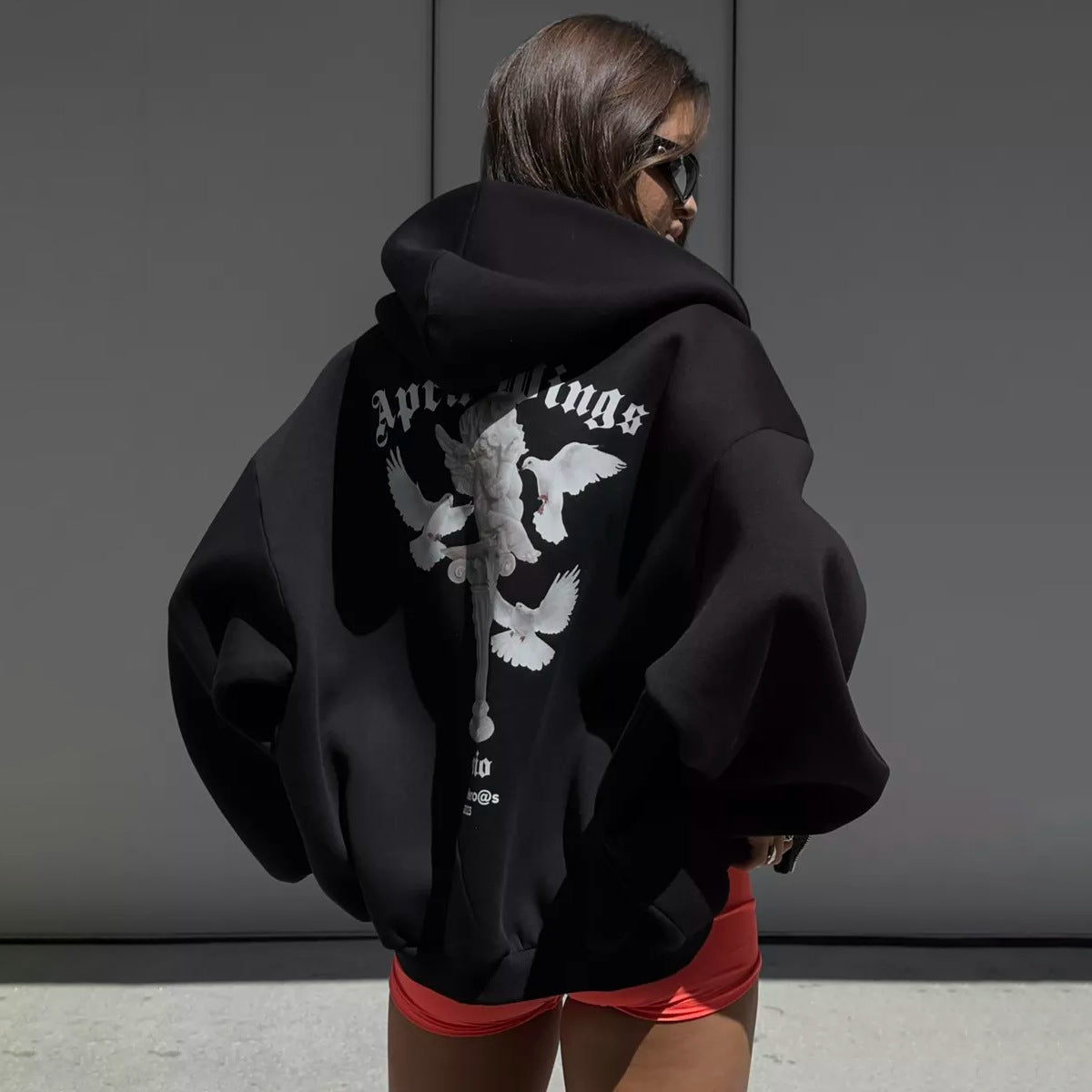 Damen Oversized Hoodie mit kunstvollem Druck Stalluxe