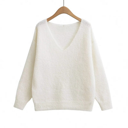 Damen Oversized V-Ausschnitt Pullover aus weichem Strick Stalluxe