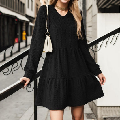 Damen Lockeres V-Ausschnitt Kleid mit Volantdetails Stalluxe