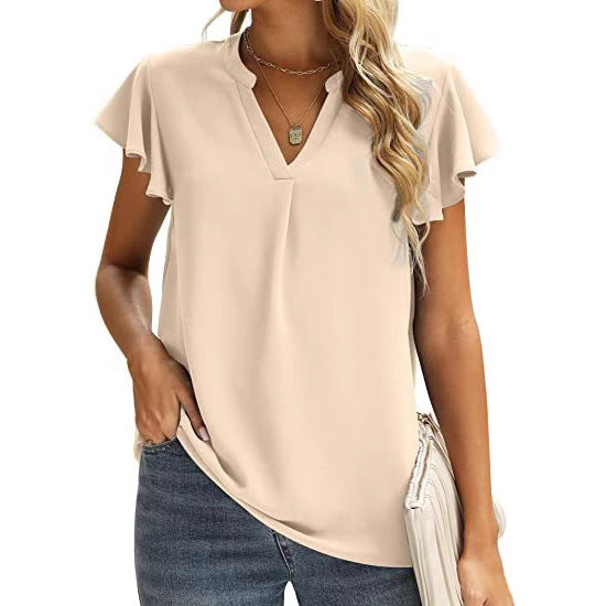 Damen Bluse mit Rüschendetails und V-Ausschnitt Stalluxe