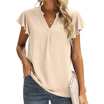 Damen Bluse mit Rüschendetails und V-Ausschnitt Stalluxe