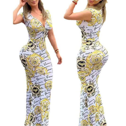 Damen Figurbetontes Maxikleid mit elegantem Muster Stalluxe