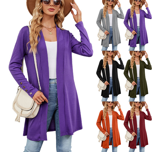 Damen longline Cardigan mit modischen Knopfdetails und offener Front Stalluxe