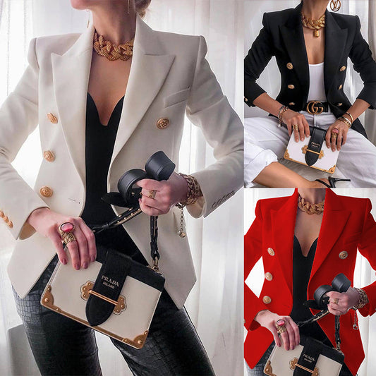 Damen Elegante taillierte Blazerjacke mit goldenen Knöpfen Stalluxe