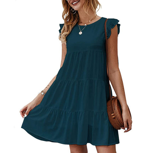 Damen Oversized Sommerkleid mit Rüschendetails Stalluxe