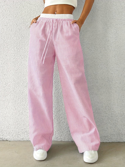 Damen weite Sommerhose mit elastischem Bund und Kordelzug Stalluxe