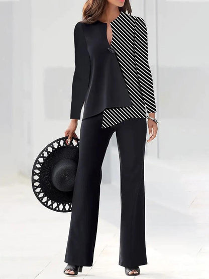 Damen Elegantes Set mit asymmetrischem Oberteil und weitem Hosenbeinen Stalluxe