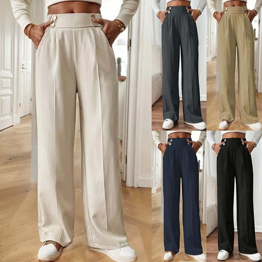 Damen Elegante und luftige Hochbundhose mit weitem Bein und praktischen Taschen Stalluxe