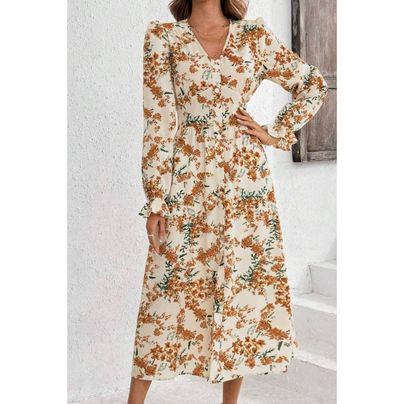 Damen Maxikleid mit elegantem Schnitt und floralem Design Stalluxe