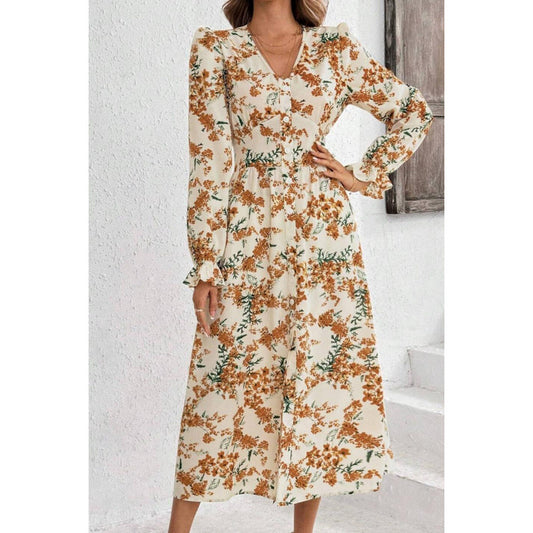 Damen Maxikleid mit elegantem Schnitt und floralem Design Stalluxe