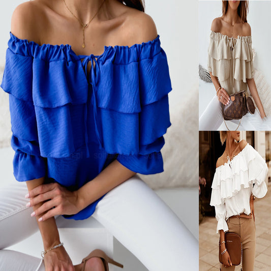 Damen Off-Shoulder Bluse mit Rüschendesign Stalluxe
