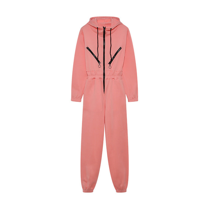 Damen Freizeit-Jumpsuit mit modernem Kapuzen-Design und praktischen Taschen Stalluxe